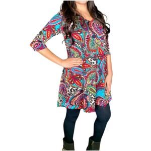 Southern Charm tunic top blouse dress paisley print stretch slinky SZ XL